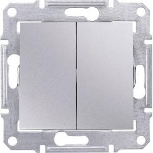 Выключатель 2-клавишный алюминий SEDNA SDN0300160